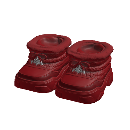 Red Chunky Fur Boots w/ Snowflake 1.0