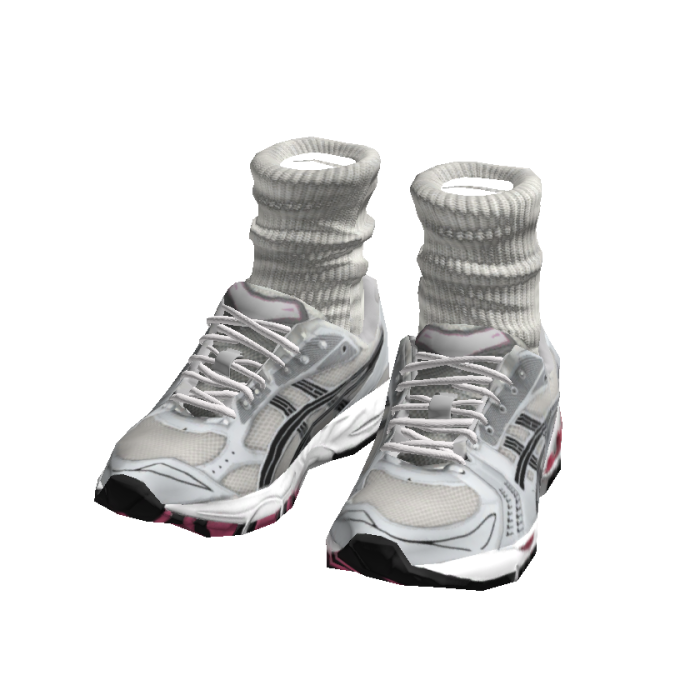 White Streetwear Gel Runner Sneakers w/ Socks