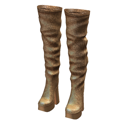 Thigh High Platform Boots - Gold thumbnail