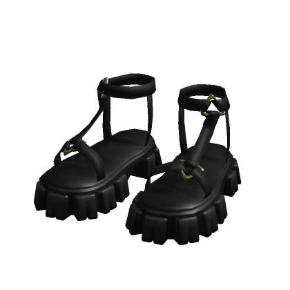 Chunky Platform Black Y2K Strappy Heels Sandals