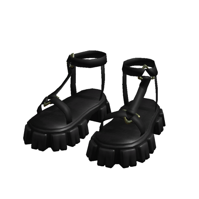 Chunky Platform Black Y2K Strappy Heels Sandals