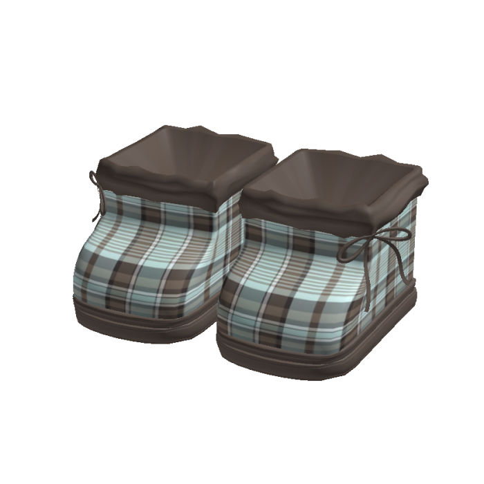 cute plaid mint chocolate fluffy winter boots