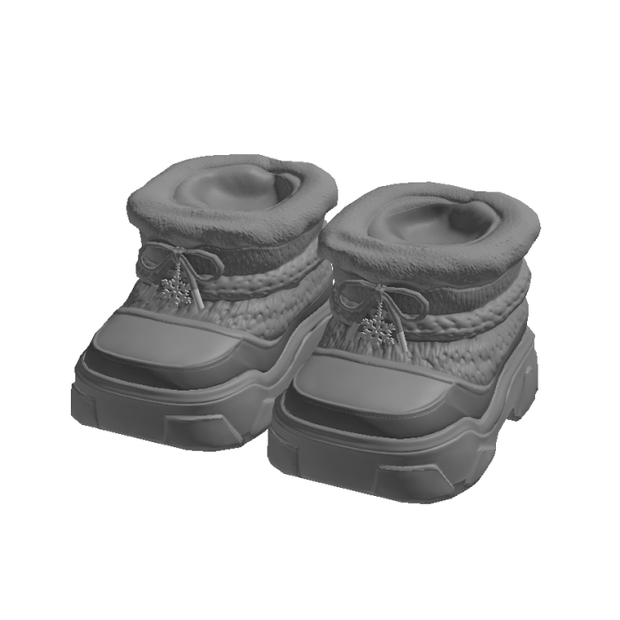 Gray Chunky Fur Boots w/ Snowflake 3.0