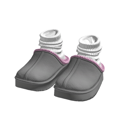 Trendy Cosy Fall Grey Slippers with Socks