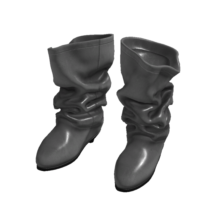Grey Grunge Shiny Boots W Heels