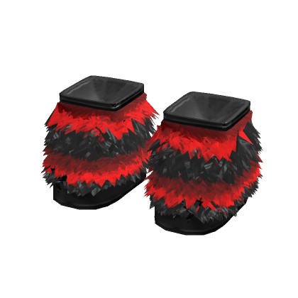 Scene Fuzzy Fur Boots in Red & Black