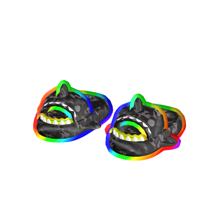 black camo rainbow cartoony shark slides