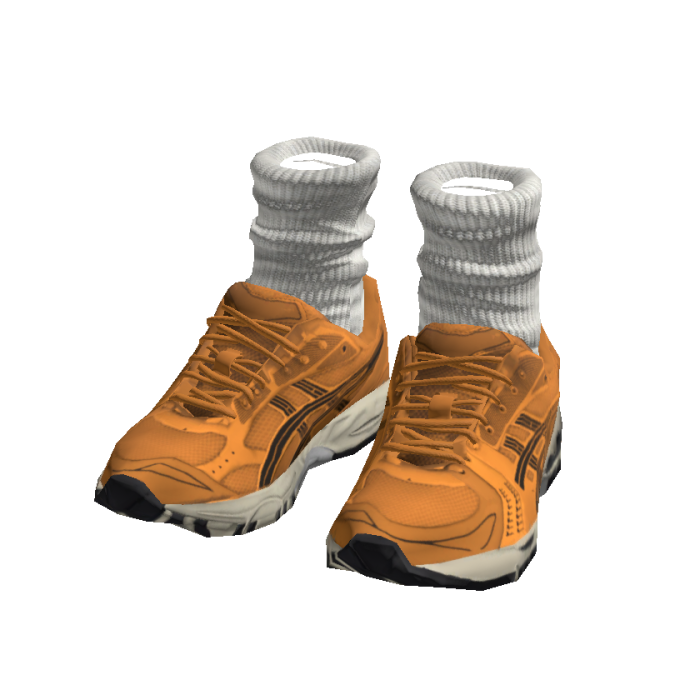 Orange Streetwear Gel Runner Sneakers w/ Socks
