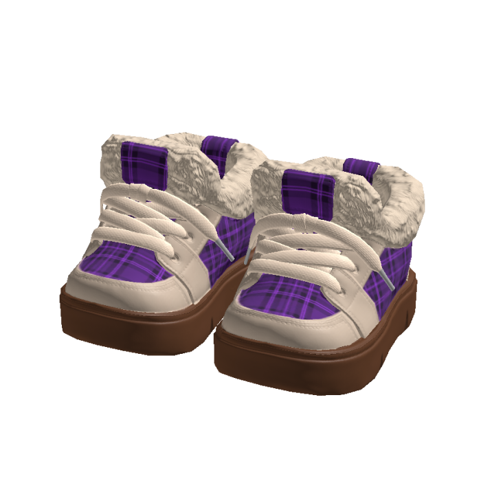 Purple Plaid Fur Sneakers 1.0