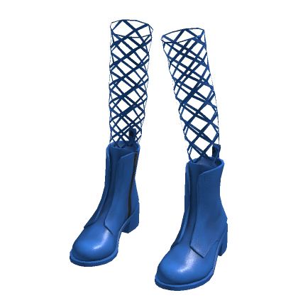 Blue Gothic Fishnet Leather Boots[2AM] thumbnail