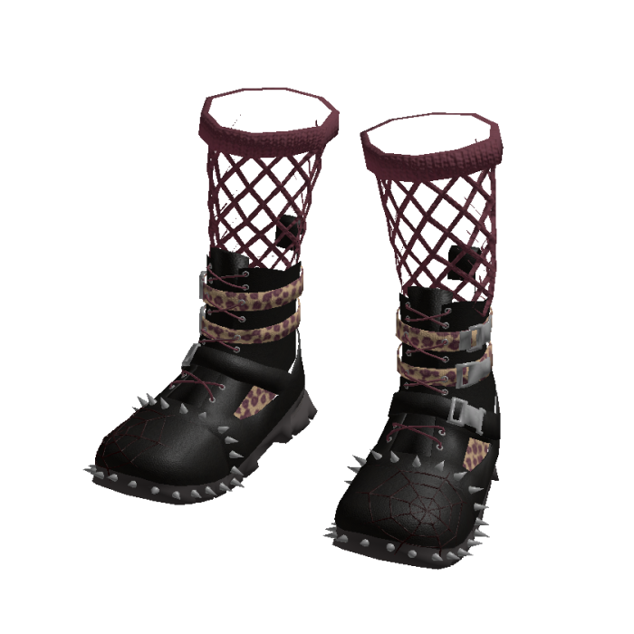 Gothic Strapped Boots - Black & Burgundy