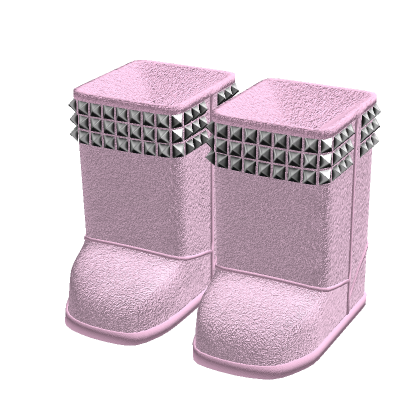 Emo Studded Fur Boots Pink