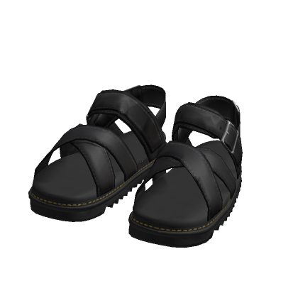 Black Chunky Cross Strap Y2K  Sandals