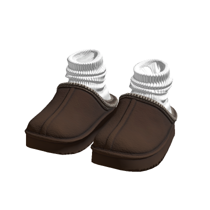 Trendy Cosy Fall Dark Brown Slippers with Socks