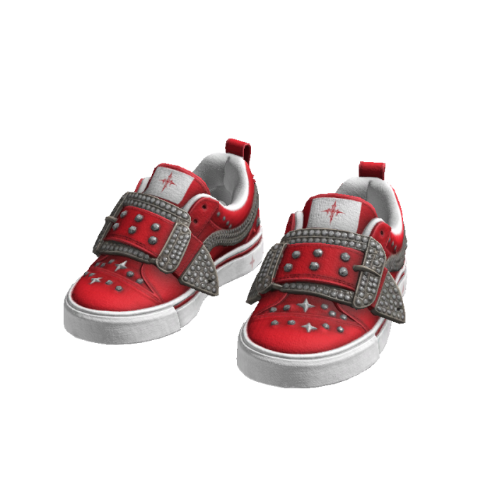 Red Y2K Studded Buckle Sneakers