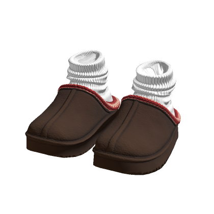 Trendy Cosy Fall Dark Brown Slippers with Socks