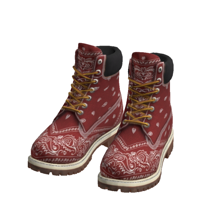 Red Bandana Boots Paisley Timbs Streetwear Shoes