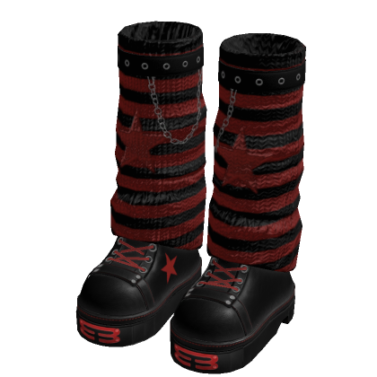 Red Stripe Platform Shoes w/ Leg Warmers thumbnail