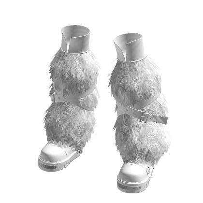 White Chunky Fur High Boots Winter Punk Gothic Y2K