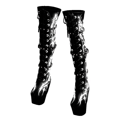 ✅🔴Y2K Goth GLOWING Matching Black Boots✅🔴