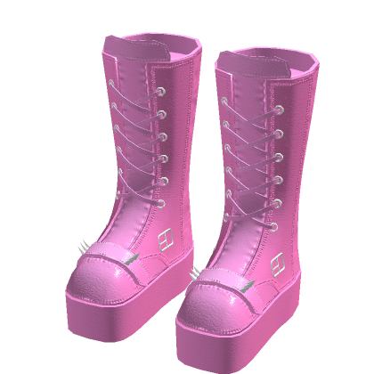Pink Leather Spike Boots thumbnail