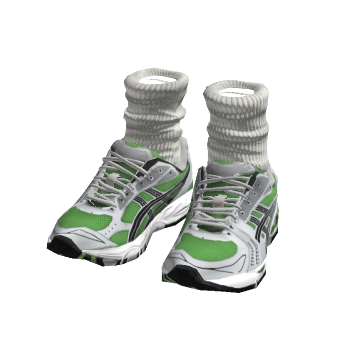 Green Streetwear Gel Runner Sneakers w/ Socks