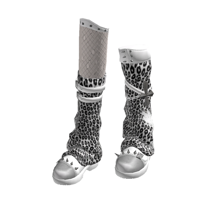 Y2K Leopard Slouch Boots White[MAX]