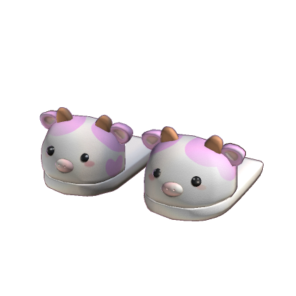 cartoony pink cow slippers thumbnail
