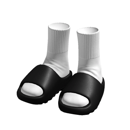 Black Ye Slides w Socks Slippers Shoes Warmers y2k thumbnail