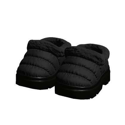 Black Puffer Fur Clogs 1.0