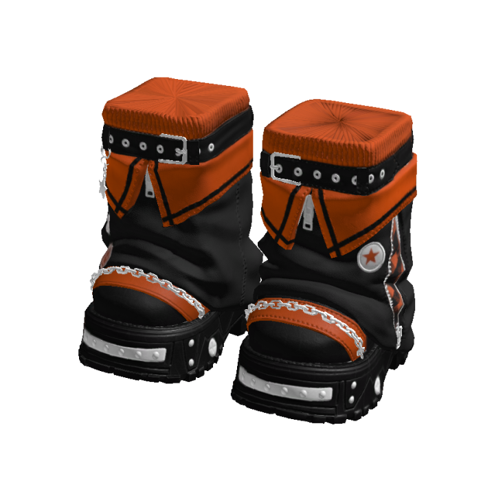 Y2K Stylish Arctic Boots Black And Orange