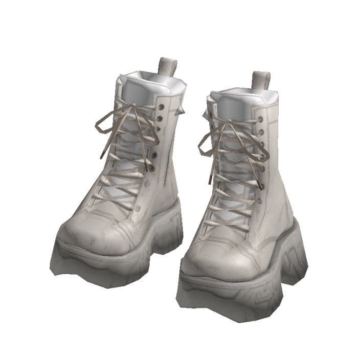 White Chunky Lace-Up Combat Boots [PBR]