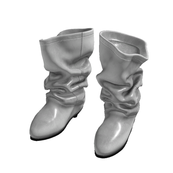 White Grunge Shiny Boots W Heels
