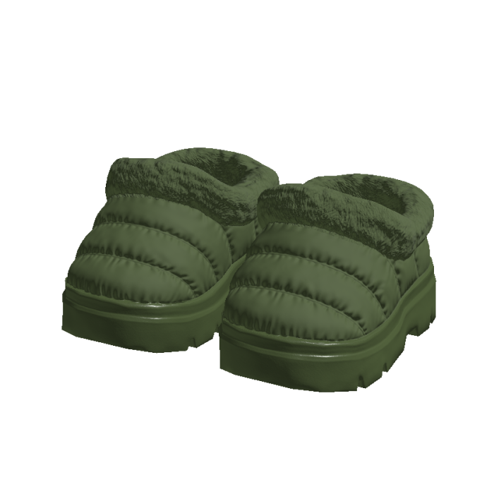 Green Puffer Fur Clogs 3.0