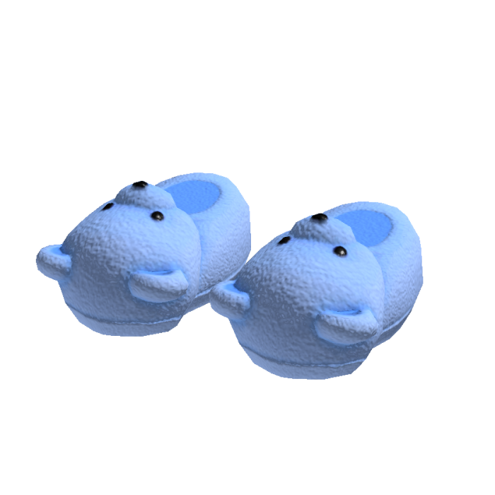 Blue Fuzzy Bear Slippers
