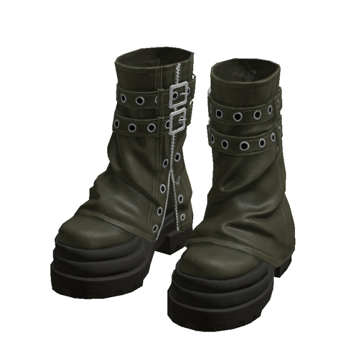 Green Y2K Chunky Platform Buckle Boots