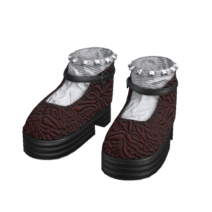 Gothic Platform Shoes With Socks (Red Floral)