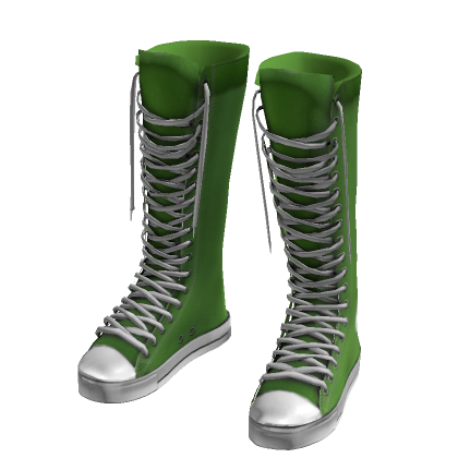 Green Vintage Punk Knee-High Canvas Sneakers