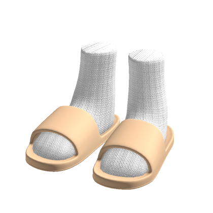 beige slides with socks thumbnail