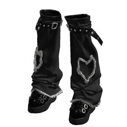 Black Y2K Heart Buckle Boots [PBR] thumbnail