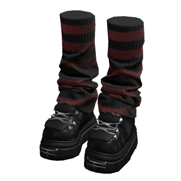 Black Goth Platform Shoes w/ Striped Leg Warmers