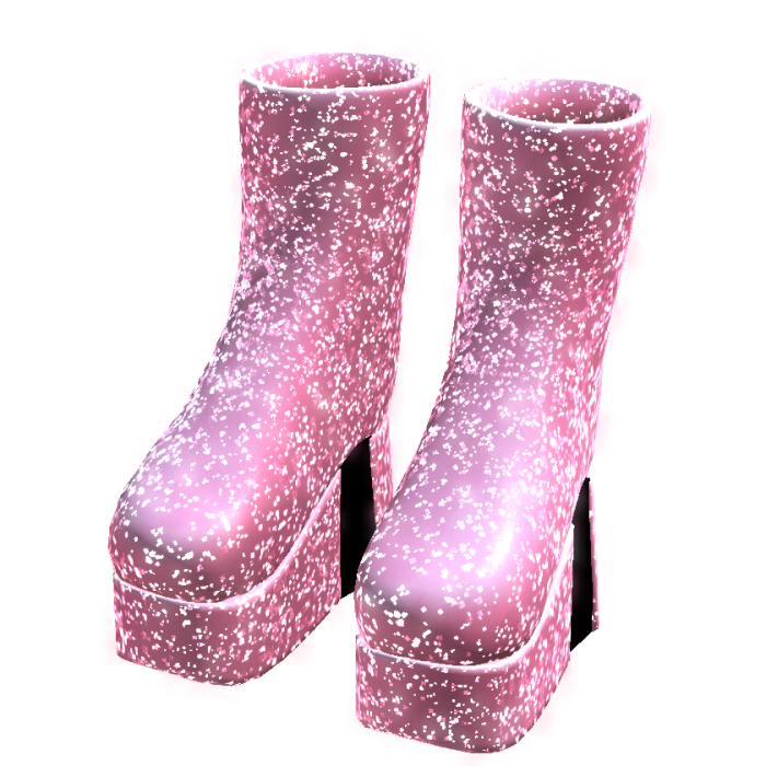 Pink Glitter Y2K Fluffy Boots [Emissive] • DD31