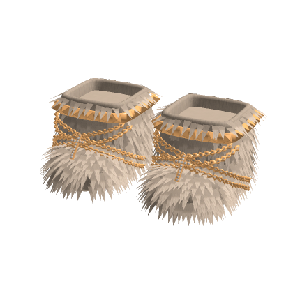 Beige Fur Boots With Chain