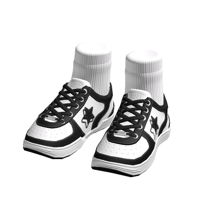 Black/White Sneakers with Short White Socks