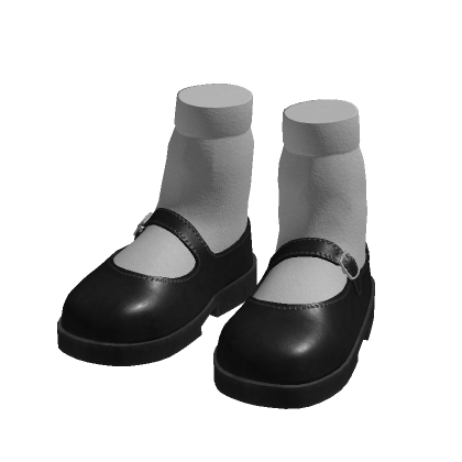 Leather Mary Janes with Socks in Black thumbnail