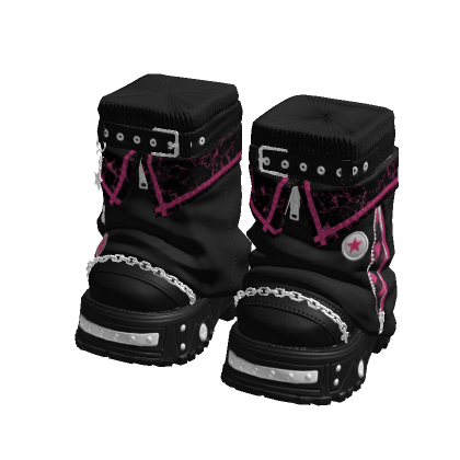 Y2K Stylish Arctic Boots Black And Dark Pink