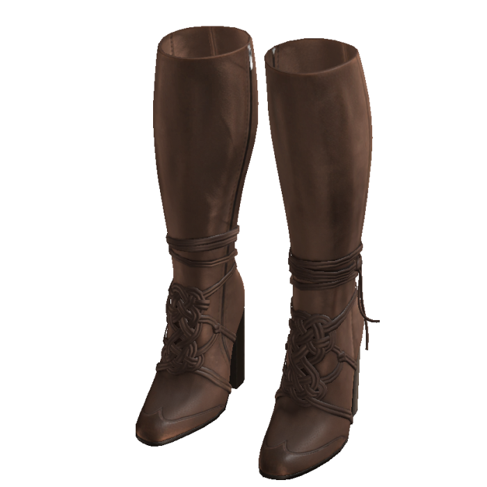 Brown Leather Lace High Boots