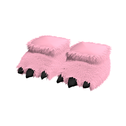 chunky light pink monster fur claw slippers thumbnail