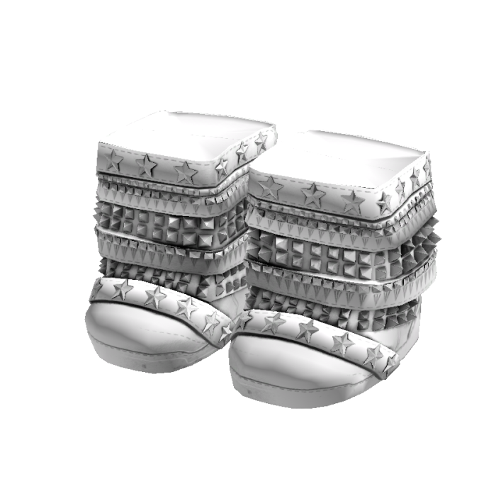 White Studded Spikes Scene Boots Y2K