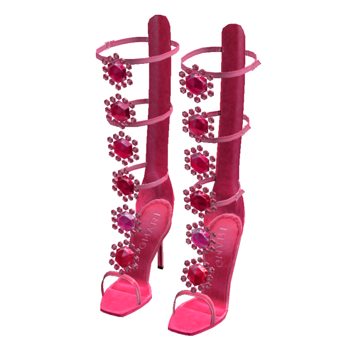 Hot Pink Crystal Flower Lace Up Boots